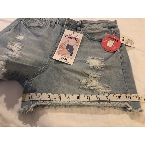 YMI Dream authentic Denim jeans Collection Distressed raw hem Shorts size 11/30 - Picture 4 of 9